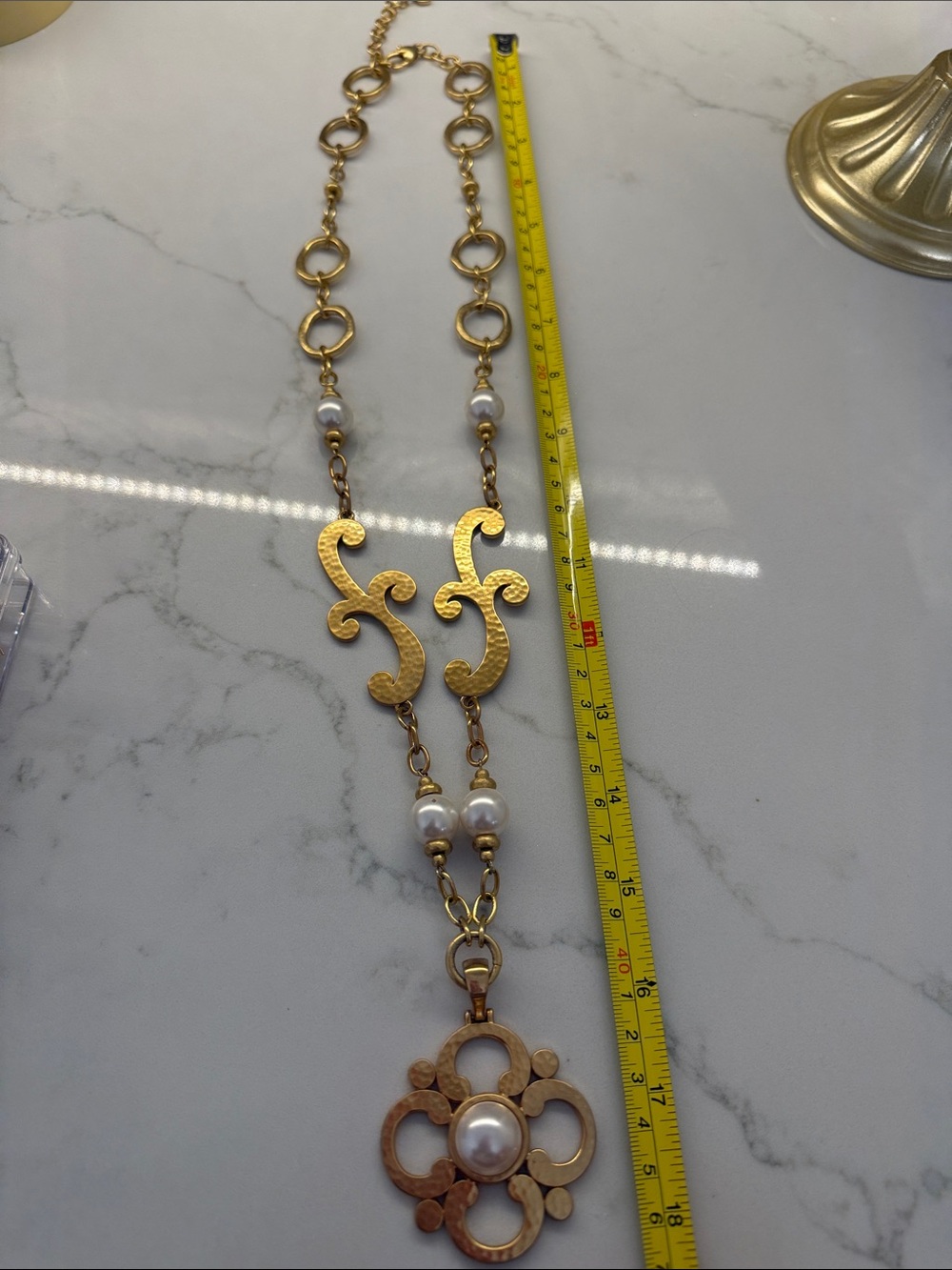 EUC Gold Toned Brighton Contempo Cloverleaf Pendant Necklace and Earring Set - Picture 10 of 10